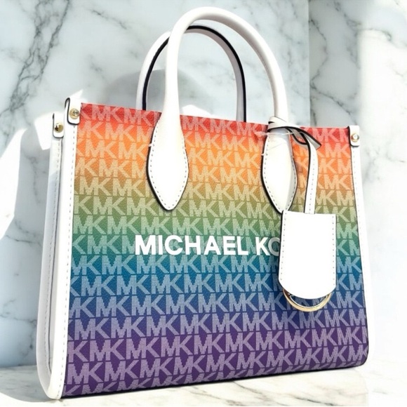 Michael Kors Mirella Small Rainbow Signature Logo Crossbody Bag Rainbow - Picture 1 of 9